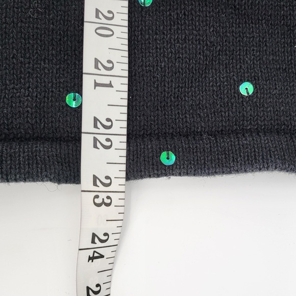 Mandal Bay Black Christmas Tree Sequin Sweater Pink Fuzzy Trim Large Vintage - Picture 7 of 7